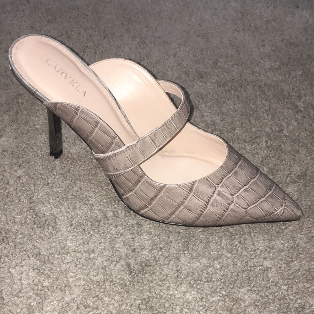 Carvela Ablaze Grey Croc Embossed Leather Mule